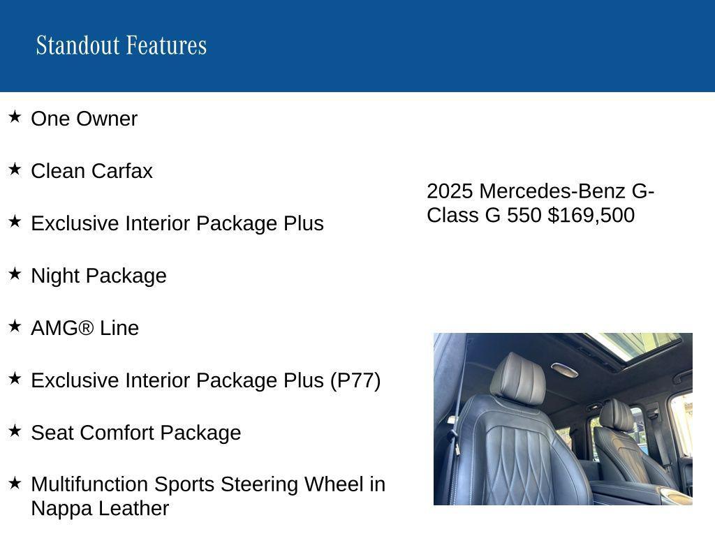 used 2025 Mercedes-Benz G-Class car, priced at $169,500