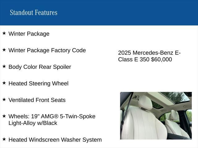 used 2025 Mercedes-Benz E-Class car, priced at $60,000