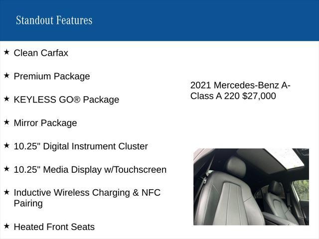 used 2021 Mercedes-Benz A-Class car, priced at $27,000