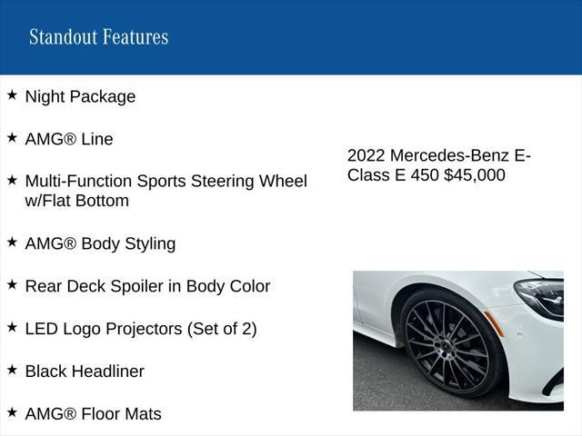 used 2022 Mercedes-Benz E-Class car, priced at $45,000