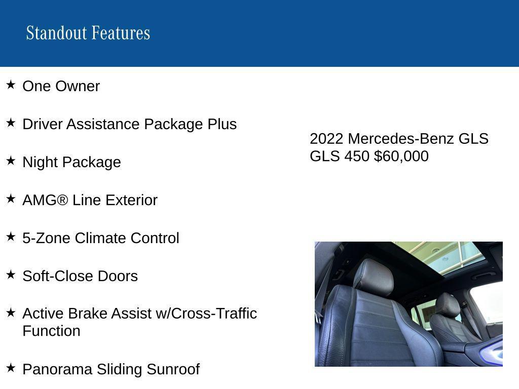 used 2022 Mercedes-Benz GLS 450 car, priced at $60,000