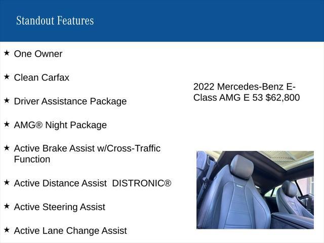 used 2022 Mercedes-Benz AMG E 53 car, priced at $62,800