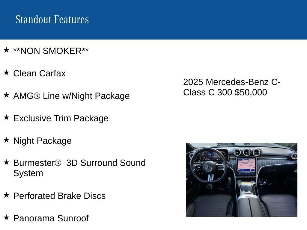 used 2025 Mercedes-Benz C-Class car, priced at $50,000