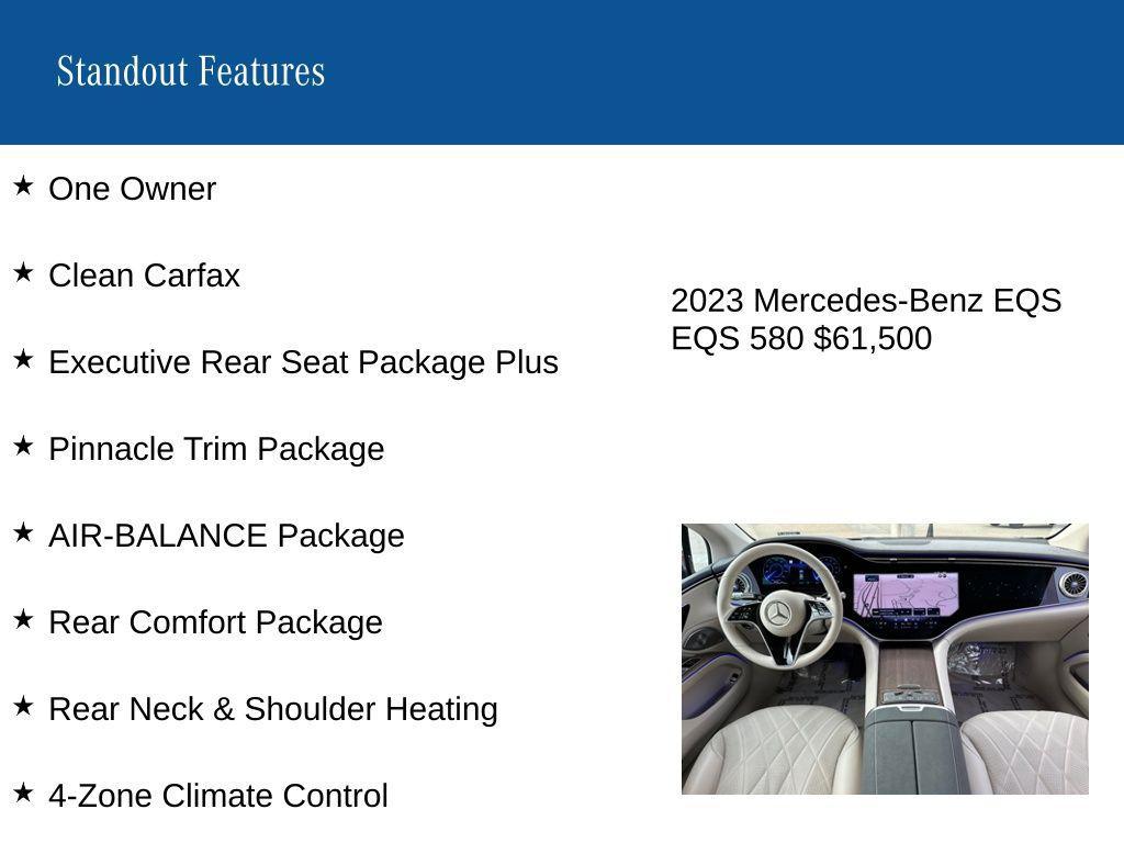 used 2023 Mercedes-Benz EQS 580 car, priced at $61,500