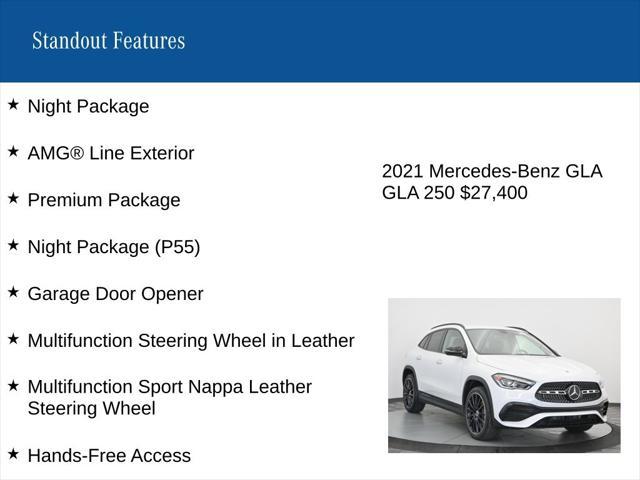 used 2021 Mercedes-Benz GLA 250 car, priced at $27,400