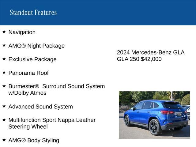 used 2024 Mercedes-Benz GLA 250 car, priced at $42,000