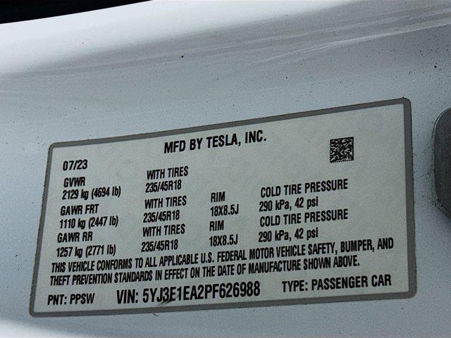 used 2023 Tesla Model 3 car, priced at $23,496