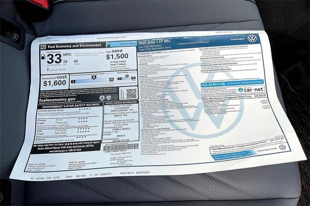 new 2025 Volkswagen Jetta car, priced at $31,274