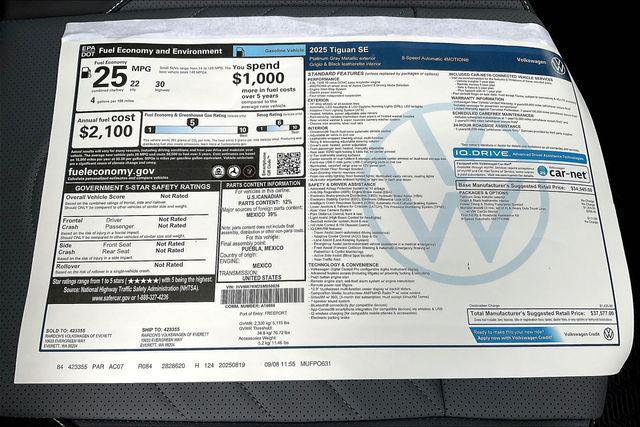 new 2025 Volkswagen Tiguan car, priced at $36,077