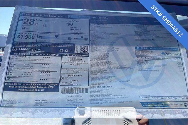 new 2025 Volkswagen Taos car, priced at $34,221