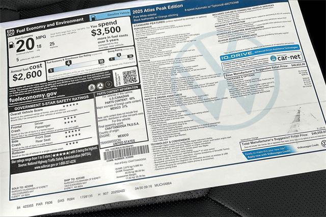 new 2025 Volkswagen Atlas car, priced at $48,059