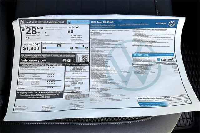 new 2025 Volkswagen Taos car, priced at $32,906