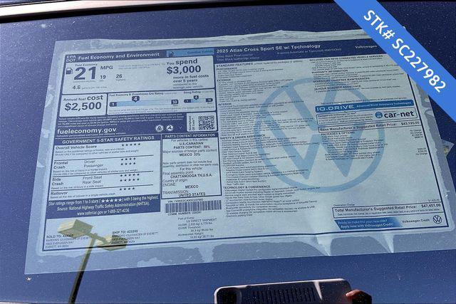 new 2025 Volkswagen Atlas Cross Sport car, priced at $44,499