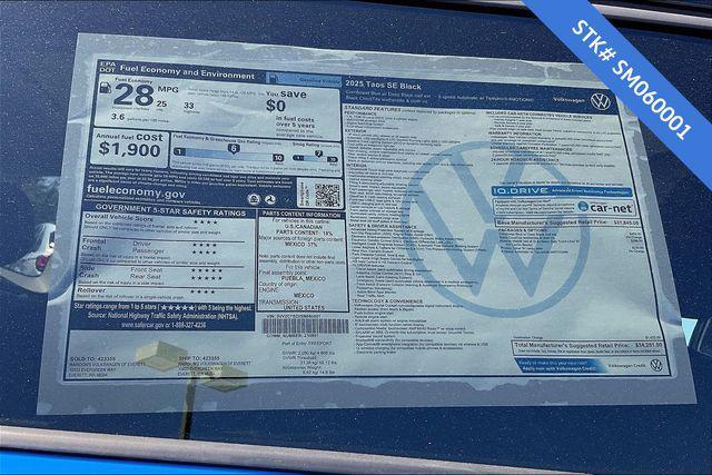 new 2025 Volkswagen Taos car, priced at $31,299