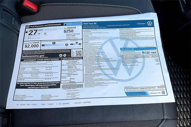 new 2024 Volkswagen Taos car, priced at $31,078