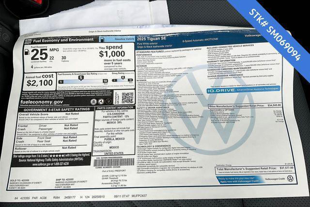 new 2025 Volkswagen Tiguan car, priced at $36,077