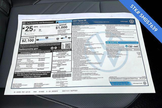 new 2025 Volkswagen Tiguan car, priced at $36,077