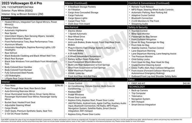 used 2023 Volkswagen ID.4 car, priced at $23,000