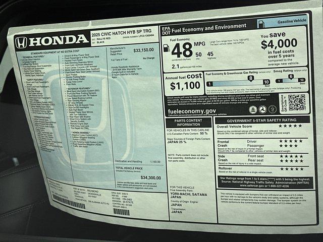 new 2025 Honda Civic Hybrid car, priced at $32,241