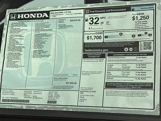 new 2024 Honda Accord car, priced at $30,321