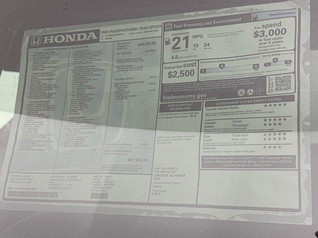 new 2025 Honda Passport car, priced at $46,991