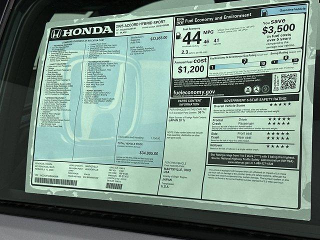 new 2025 Honda Accord Hybrid car, priced at $33,231