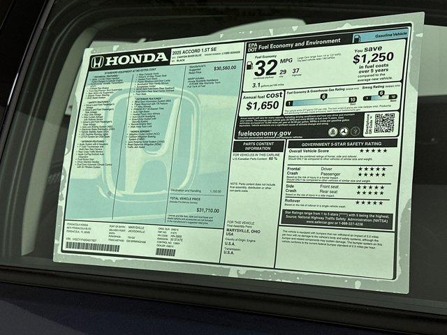 new 2025 Honda Accord car, priced at $30,271