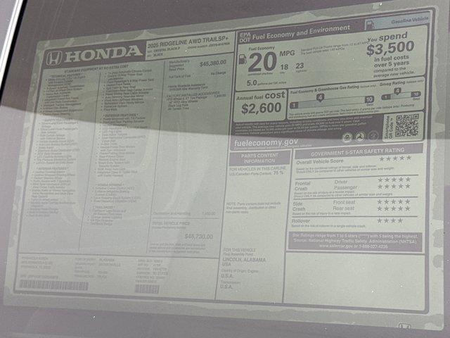 new 2025 Honda Ridgeline car, priced at $45,461