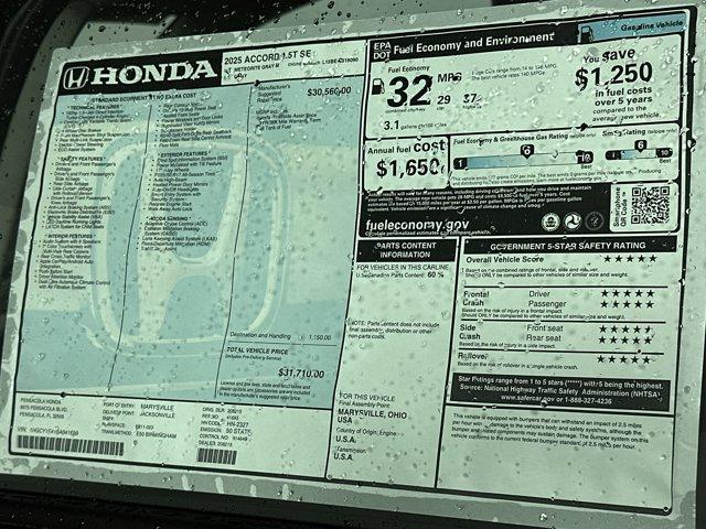 new 2025 Honda Accord car, priced at $30,281