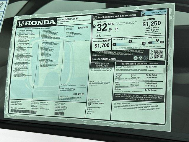 new 2024 Honda Accord car, priced at $30,031