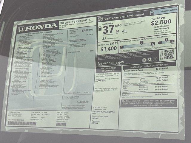 new 2025 Honda CR-V Hybrid car, priced at $38,612