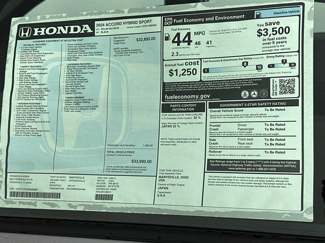 new 2024 Honda Accord Hybrid car, priced at $31,992