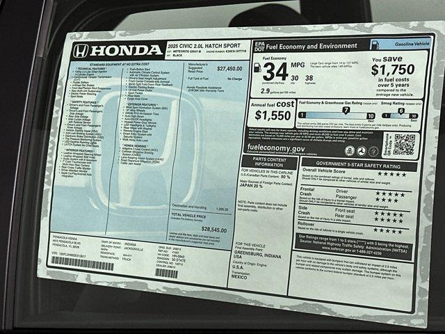 new 2025 Honda Civic car, priced at $27,251