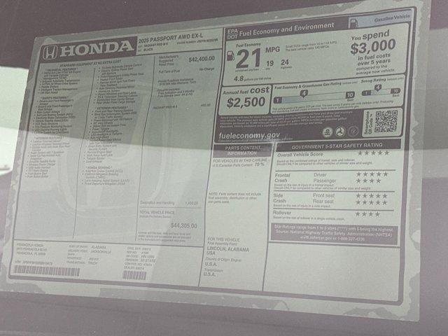 new 2025 Honda Passport car, priced at $41,641