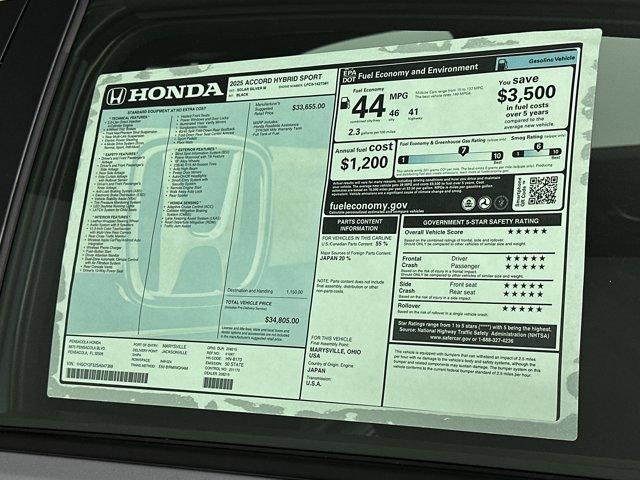 new 2025 Honda Accord Hybrid car, priced at $33,231