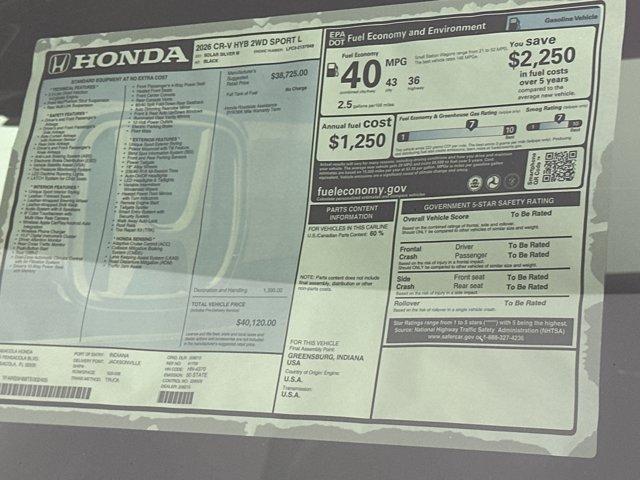 new 2026 Honda CR-V Hybrid car, priced at $39,591