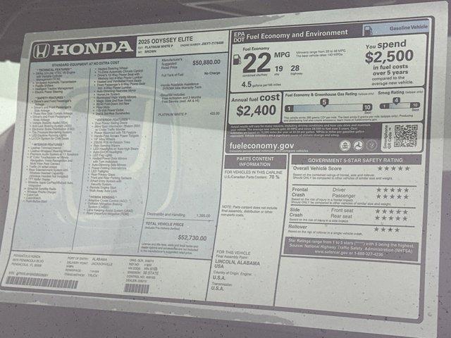 new 2025 Honda Odyssey car, priced at $51,991