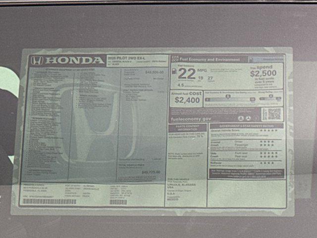 new 2025 Honda Pilot car, priced at $42,841