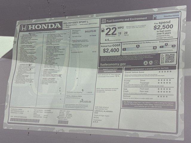 new 2025 Honda Odyssey car, priced at $43,921