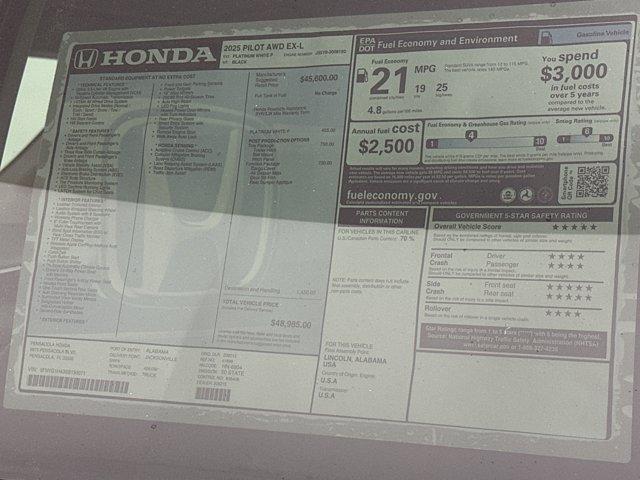 new 2025 Honda Pilot car, priced at $45,701