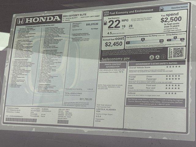 new 2024 Honda Odyssey car, priced at $49,991