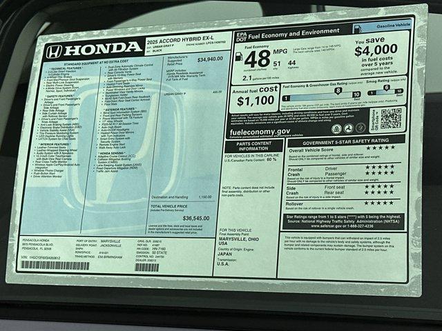 new 2025 Honda Accord Hybrid car, priced at $34,901