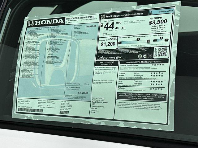 new 2025 Honda Accord Hybrid car, priced at $33,651