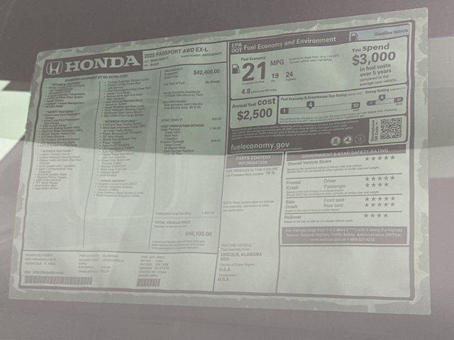 new 2025 Honda Passport car, priced at $43,831