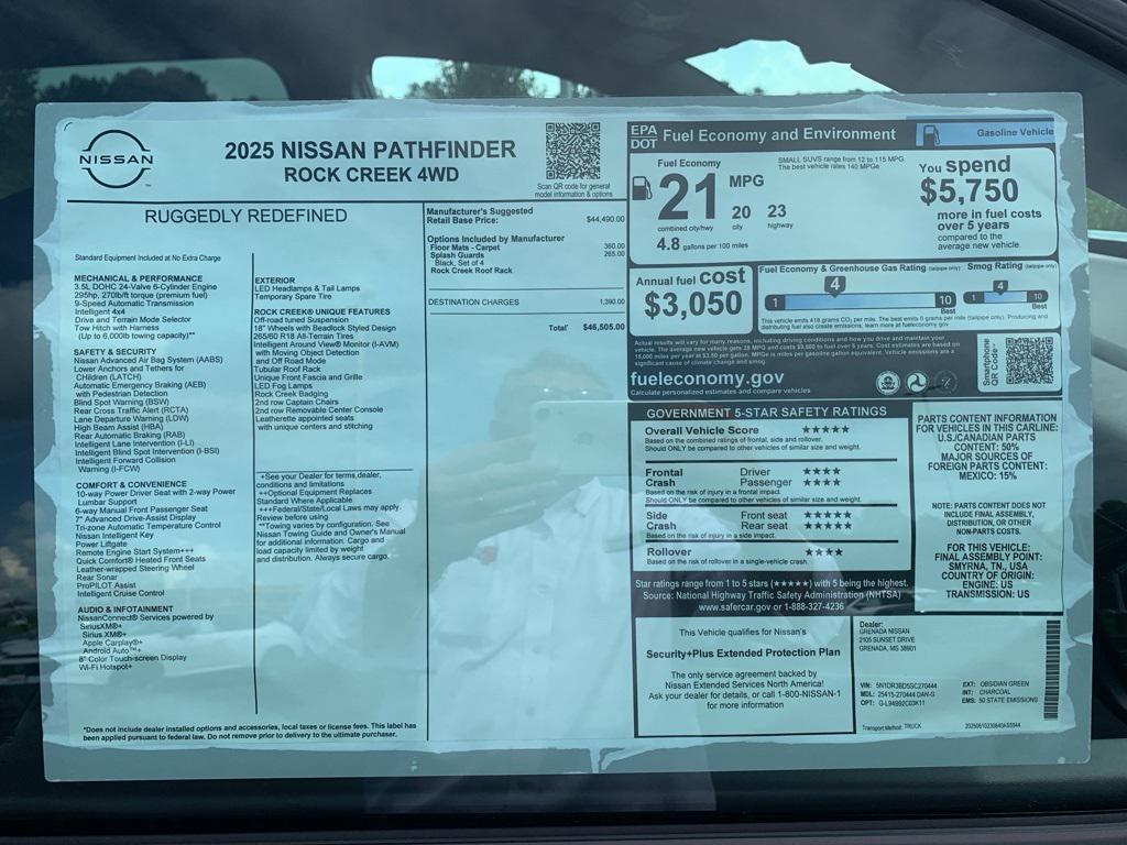 new 2025 Nissan Pathfinder car, priced at $46,505