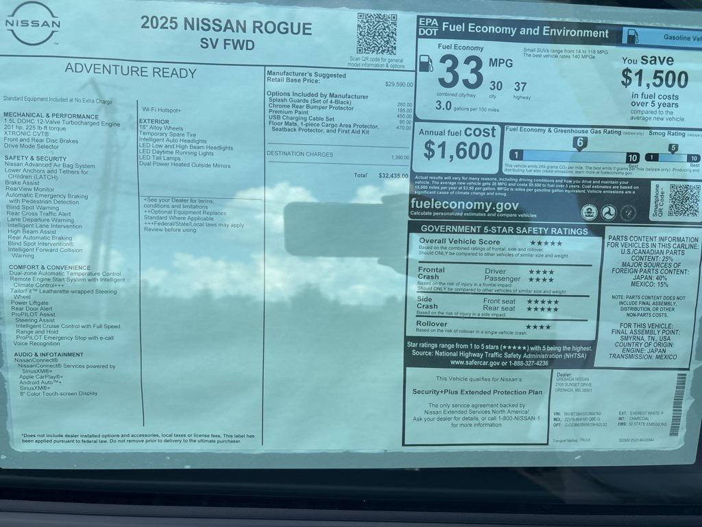 new 2025 Nissan Rogue car, priced at $32,435
