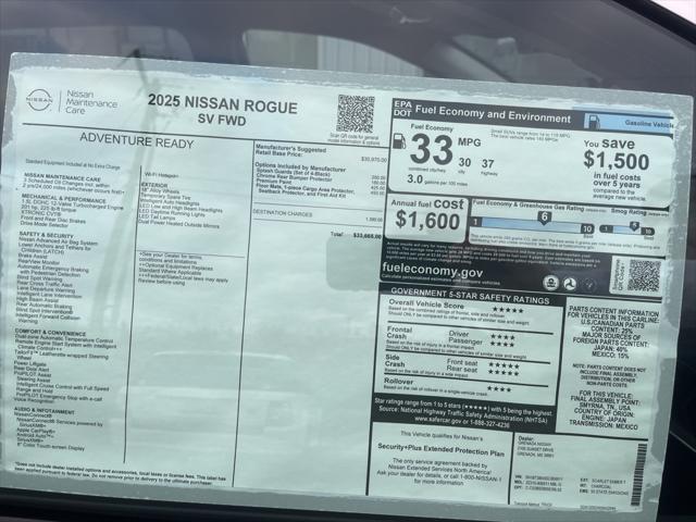 new 2025 Nissan Rogue car, priced at $33,665