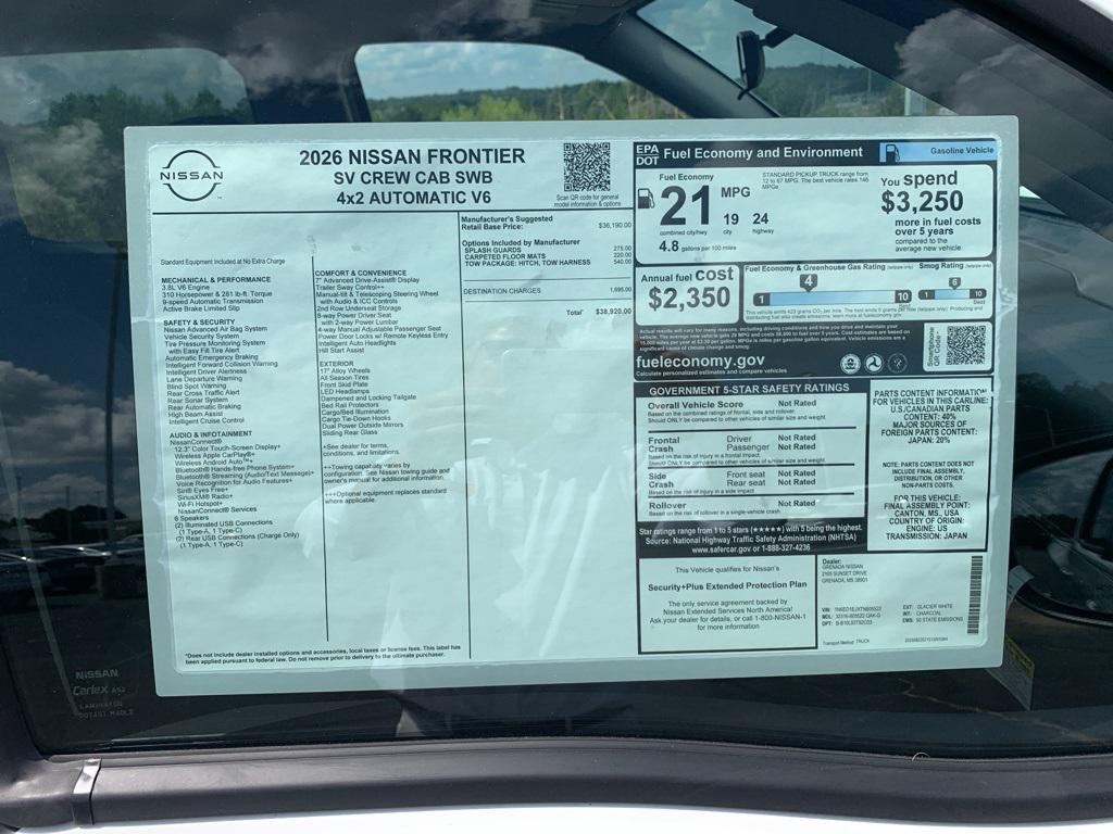 new 2026 Nissan Frontier car, priced at $38,920