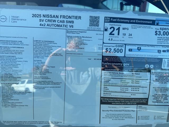 new 2025 Nissan Frontier car, priced at $37,435