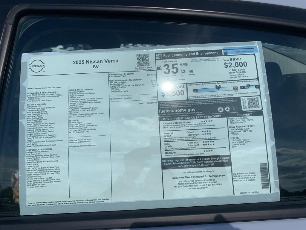 new 2025 Nissan Versa car, priced at $22,800